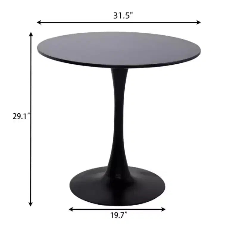 NAYSAYE Table à Manger Ronde Moderne Table d'appoint Plateau MDF Base en Acier Table Basse de Cuisine Salon Bureau, Noir, 31.5*19.7*29.1