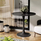 NAYSAYE Table à Manger Ronde Moderne Table d'appoint Plateau MDF Base en Acier Table Basse de Cuisine Salon Bureau, Noir, 31.5*19.7*29.1