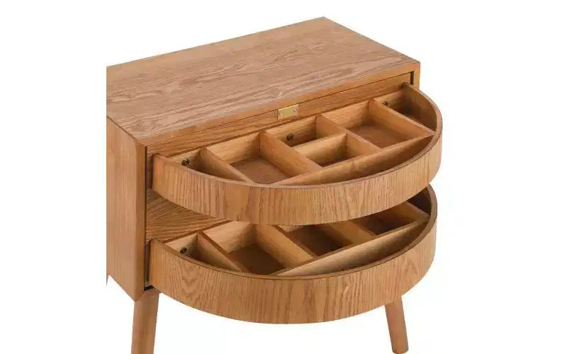 JVNOXK Table de chevet à rangement dissimulé pivotant de 22 pouces, table d'appoint à pieds en rotin de style moderne du milieu du siècle, convient aux chambres à coucher, finition naturelle