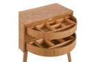 JVNOXK Table de chevet à rangement dissimulé pivotant de 22 pouces, table d'appoint à pieds en rotin de style moderne du milieu du siècle, convient aux chambres à coucher, finition naturelle