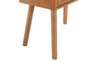 JVNOXK Table de chevet à rangement dissimulé pivotant de 22 pouces, table d'appoint à pieds en rotin de style moderne du milieu du siècle, convient aux chambres à coucher, finition naturelle
