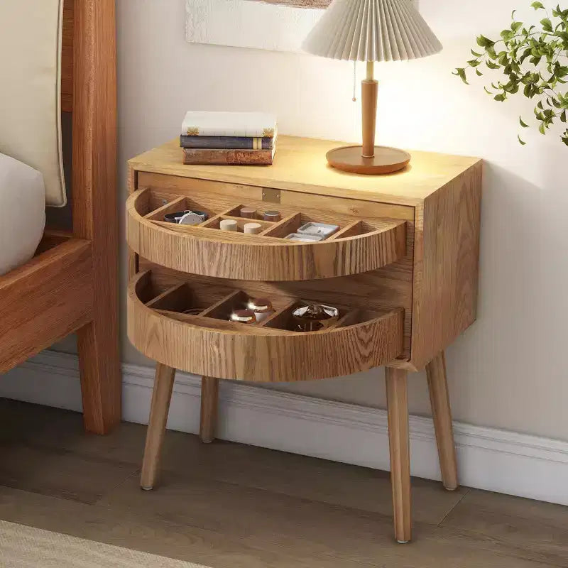 JVNOXK Table de chevet à rangement dissimulé pivotant de 22 pouces, table d'appoint à pieds en rotin de style moderne du milieu du siècle, convient aux chambres à coucher, finition naturelle