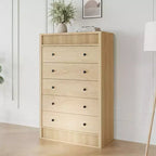 Commode de rangement moderne avec 5 tiroirs, armoire de rangement en bois pour chambre à coucher, chambre d'enfant, couloir, salon, chêne naturel 5 seaux