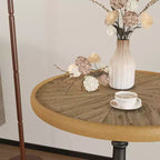 Table d'appoint ronde vintage sur pied, table d'appoint de style campagnard français avec plateau à grain de bois pour salon ou chambre à coucher-Panipeachy