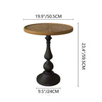 Table d'appoint ronde vintage sur pied, table d'appoint de style campagnard français avec plateau à grain de bois pour salon ou chambre à coucher-Panipeachy