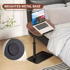 Table pour ordinateur portable pliante et réglable, table de lit avec base métallique, table d'appoint réglable en hauteur pour canapé, chevet ou petits espaces