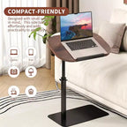 Table pour ordinateur portable pliante et réglable, table de lit avec base métallique, table d'appoint réglable en hauteur pour canapé, chevet ou petits espaces