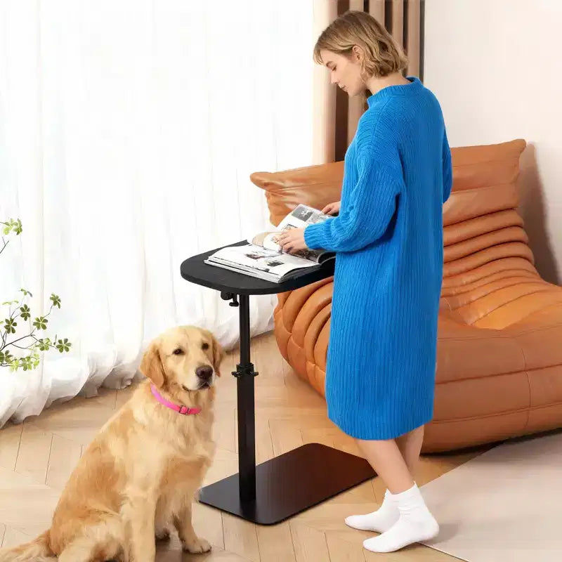 Table pour ordinateur portable pliante et réglable, table de lit avec base métallique, table d'appoint réglable en hauteur pour canapé, chevet ou petits espaces