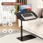 Table pour ordinateur portable pliante et réglable, table de lit avec base métallique, table d'appoint réglable en hauteur pour canapé, chevet ou petits espaces