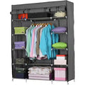 Non-Woven Fabric Wardrobe, 5-Tier 12-Cube Storage Organizer, 133x46x170cm, Gray, for Home Dormitory