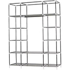 Armoire en tissu non tissé, Organisateur de rangement à 5 niveaux et 12 compartiments, 133x46x170cm, Gris, pour maison ou dortoir