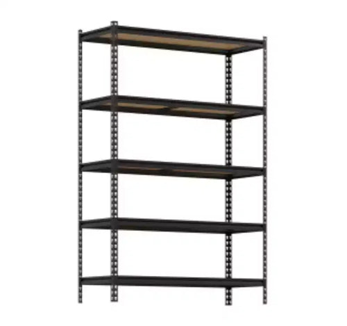 1 PC Iron Boltless Storage Shelf, 5-Tier, Black, 12204541850mm, 350KG Per Shelf Capacity