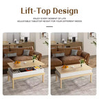 Table basse Celebalcony, table basse relevable avec compartiment de rangement, table de salle à manger relevable, pour salon, bureau et maison