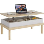 Table basse Celebalcony, table basse relevable avec compartiment de rangement, table de salle à manger relevable, pour salon, bureau et maison