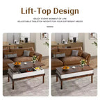 Table basse Celebalcony, table basse relevable avec compartiment de rangement, table de salle à manger relevable, pour salon, bureau et maison