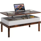 Table basse Celebalcony, table basse relevable avec compartiment de rangement, table de salle à manger relevable, pour salon, bureau et maison