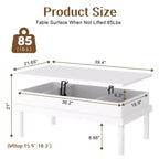 Table basse Celebalcony, table basse relevable avec compartiment de rangement, table de salle à manger relevable, pour salon, bureau et maison