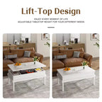 Table basse Celebalcony, table basse relevable avec compartiment de rangement, table de salle à manger relevable, pour salon, bureau et maison