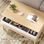 Table basse Celebalcony, table basse relevable avec compartiment de rangement, table de salle à manger relevable, pour salon, bureau et maison