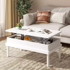 Table basse Celebalcony, table basse relevable avec compartiment de rangement, table de salle à manger relevable, pour salon, bureau et maison