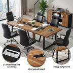 Table de conférence rectangulaire style affaires MAYEERTY 94.5, Table de formation de bureau robuste pour 8 à 10 personnes avec pieds réglables