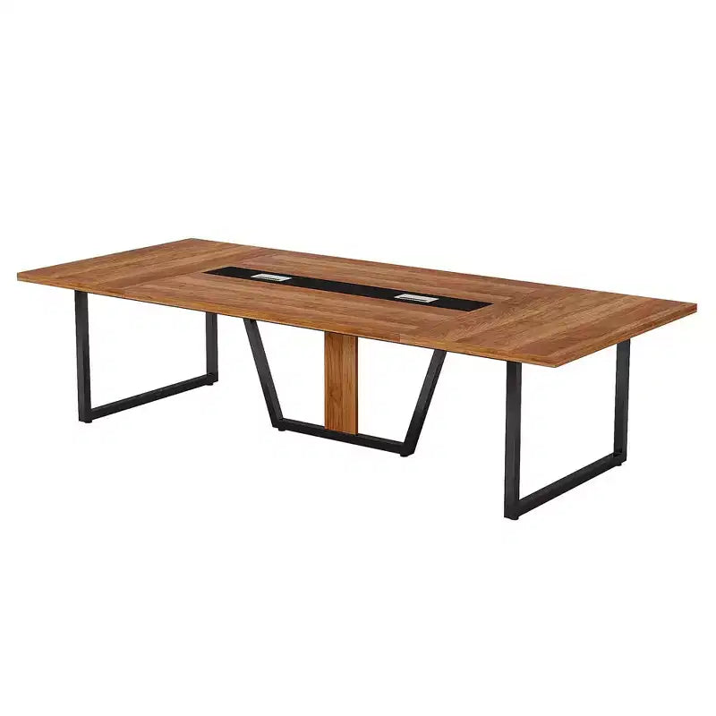 Table de conférence rectangulaire style affaires MAYEERTY 94.5, Table de formation de bureau robuste pour 8 à 10 personnes avec pieds réglables