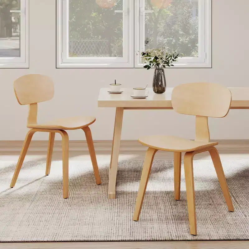 Costway Lot de 2 chaises de salle à manger modernes avec assise large et dossier incurvé et pieds réglables