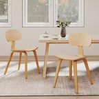Costway Lot de 2 chaises de salle à manger modernes avec assise large et dossier incurvé et pieds réglables