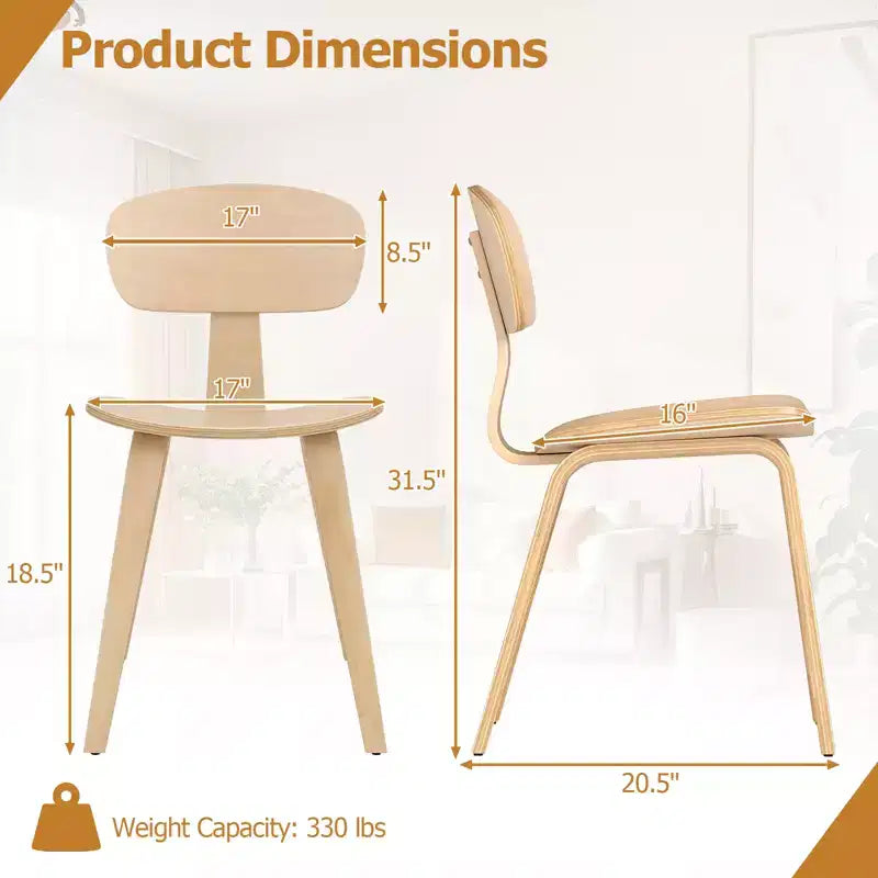 Costway Lot de 2 chaises de salle à manger modernes avec assise large et dossier incurvé et pieds réglables