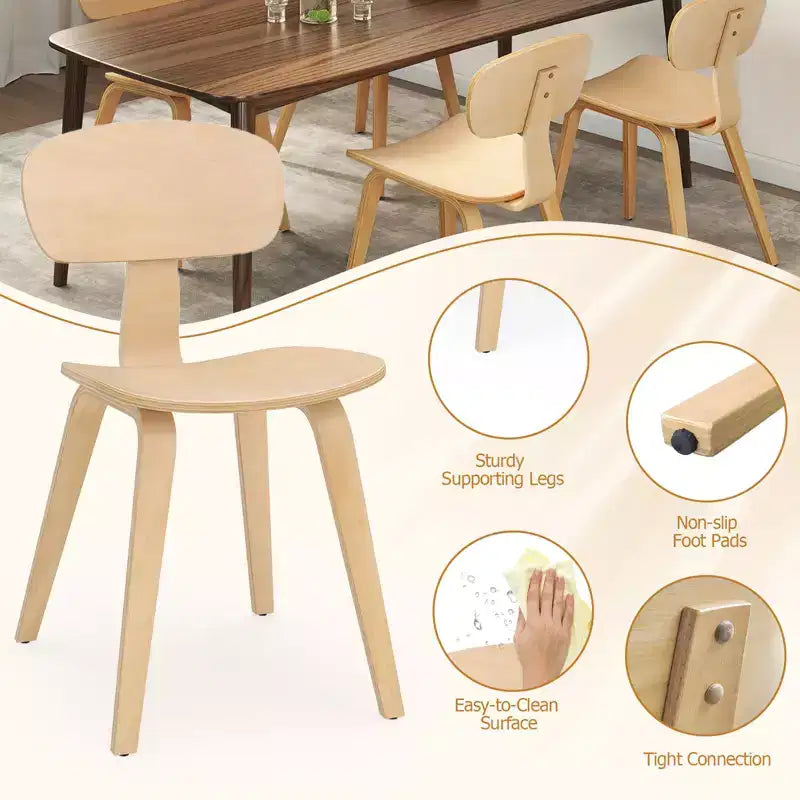 Costway Lot de 2 chaises de salle à manger modernes avec assise large et dossier incurvé et pieds réglables