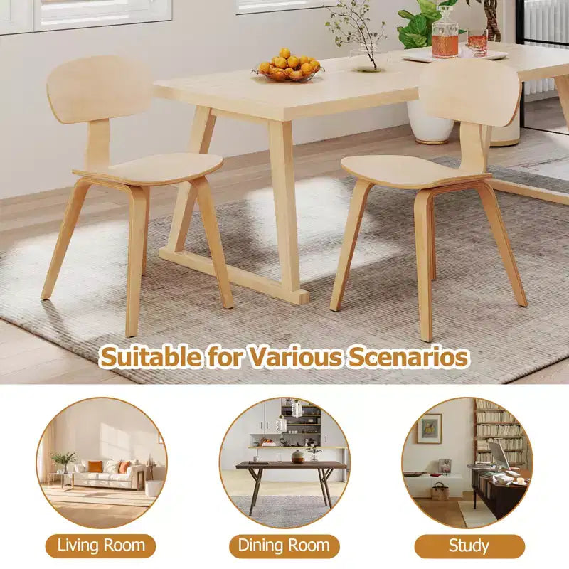 Costway Lot de 2 chaises de salle à manger modernes avec assise large et dossier incurvé et pieds réglables