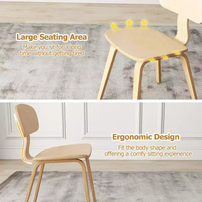 Costway Lot de 2 chaises de salle à manger modernes avec assise large et dossier incurvé et pieds réglables