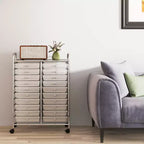 Chariot de rangement mobile Gymax à 20 tiroirs arc-en-ciel/noir/transparent/gris + beige + jaune/multicolore/macaron/rose dégradé/gris/rose vif/orange/violet/blanc