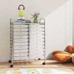 Chariot de rangement mobile Gymax à 20 tiroirs arc-en-ciel/noir/transparent/gris + beige + jaune/multicolore/macaron/rose dégradé/gris/rose vif/orange/violet/blanc