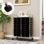 Chariot de rangement mobile Gymax à 20 tiroirs arc-en-ciel/noir/transparent/gris + beige + jaune/multicolore/macaron/rose dégradé/gris/rose vif/orange/violet/blanc