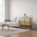 Chariot de rangement mobile Gymax à 20 tiroirs arc-en-ciel/noir/transparent/gris + beige + jaune/multicolore/macaron/rose dégradé/gris/rose vif/orange/violet/blanc