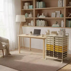 Chariot de rangement mobile Gymax à 20 tiroirs arc-en-ciel/noir/transparent/gris + beige + jaune/multicolore/macaron/rose dégradé/gris/rose vif/orange/violet/blanc