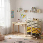 Chariot de rangement mobile Gymax à 20 tiroirs arc-en-ciel/noir/transparent/gris + beige + jaune/multicolore/macaron/rose dégradé/gris/rose vif/orange/violet/blanc