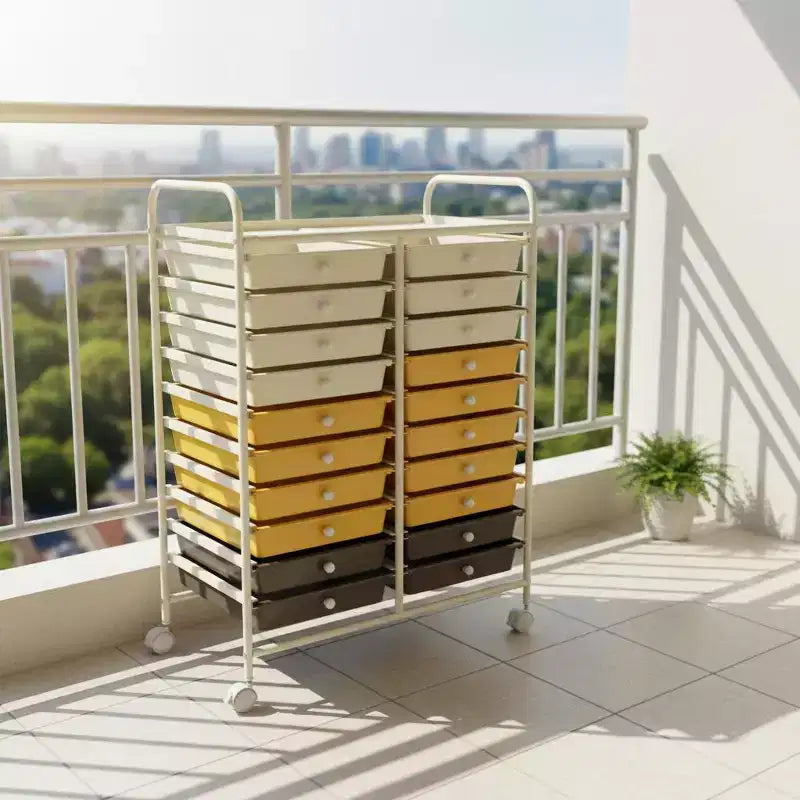 Chariot de rangement mobile Gymax à 20 tiroirs arc-en-ciel/noir/transparent/gris + beige + jaune/multicolore/macaron/rose dégradé/gris/rose vif/orange/violet/blanc