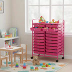 Chariot de rangement mobile Gymax à 20 tiroirs arc-en-ciel/noir/transparent/gris + beige + jaune/multicolore/macaron/rose dégradé/gris/rose vif/orange/violet/blanc