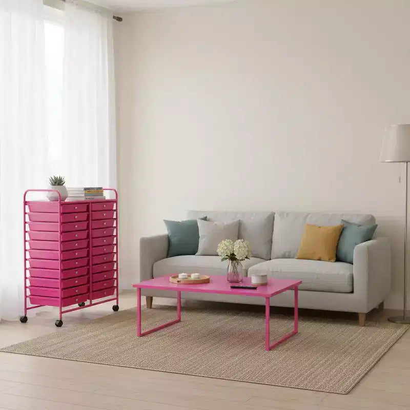 Chariot de rangement mobile Gymax à 20 tiroirs arc-en-ciel/noir/transparent/gris + beige + jaune/multicolore/macaron/rose dégradé/gris/rose vif/orange/violet/blanc