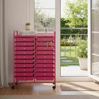 Chariot de rangement mobile Gymax à 20 tiroirs arc-en-ciel/noir/transparent/gris + beige + jaune/multicolore/macaron/rose dégradé/gris/rose vif/orange/violet/blanc