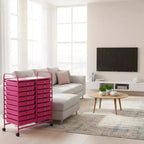 Chariot de rangement mobile Gymax à 20 tiroirs arc-en-ciel/noir/transparent/gris + beige + jaune/multicolore/macaron/rose dégradé/gris/rose vif/orange/violet/blanc