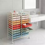Chariot de rangement mobile Gymax à 20 tiroirs arc-en-ciel/noir/transparent/gris + beige + jaune/multicolore/macaron/rose dégradé/gris/rose vif/orange/violet/blanc