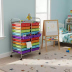 Chariot de rangement mobile Gymax à 20 tiroirs arc-en-ciel/noir/transparent/gris + beige + jaune/multicolore/macaron/rose dégradé/gris/rose vif/orange/violet/blanc