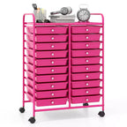 Chariot de rangement mobile Gymax à 20 tiroirs arc-en-ciel/noir/transparent/gris + beige + jaune/multicolore/macaron/rose dégradé/gris/rose vif/orange/violet/blanc