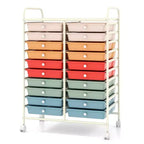 Chariot de rangement mobile Gymax à 20 tiroirs arc-en-ciel/noir/transparent/gris + beige + jaune/multicolore/macaron/rose dégradé/gris/rose vif/orange/violet/blanc