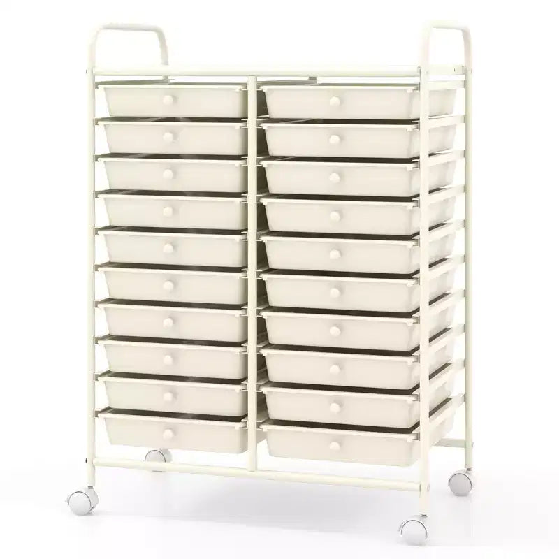 Chariot de rangement mobile Gymax à 20 tiroirs arc-en-ciel/noir/transparent/gris + beige + jaune/multicolore/macaron/rose dégradé/gris/rose vif/orange/violet/blanc