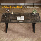 Grand bureau de direction Lantine de 70,86 pouces, bureau d'ordinateur industriel pour la maison, longue table d'étude simple, mobilier de bureau (chêne/noir)