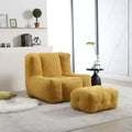 Fluffy bean bag chair, comfortable bean bag for adults, super soft lazy sofa chair with memory foam and ottoman, indoor modern focus bean bag chair